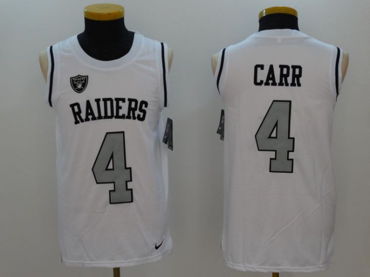 Men Oakland Raiders #4 Carr White Rush Player Name Number Tank Top stitched NFL Jerseys->atlanta falcons->NFL Jersey